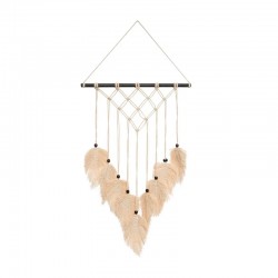 Decoración de pared en macramé de madera de pino/algodón 45x1,5x68cm Safari
