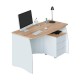 Mesa de escritorio blanca y roble 3 cajones + 1 hueco 136x67x74cm
