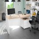 Mesa de escritorio blanca y roble 3 cajones + 1 hueco 136x67x74cm