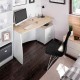 Mesa de escritorio blanca y roble 3 cajones + 1 hueco 136x67x74cm