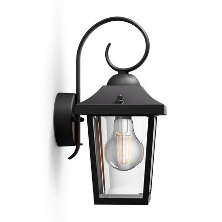 Aplique exterior de aluminio negro E27 60W Buzzard Philips