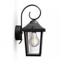 Aplique exterior de aluminio negro E27 60W Buzzard Philips
