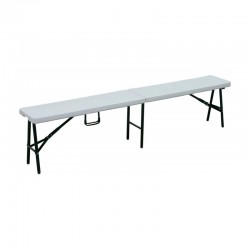 Banco plegable de resina y acero blanco