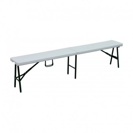 Banco plegable de resina y acero blanco