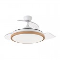 Ventilador de techo DC retráctil blanco/madera con mando Ø107cm Evros