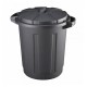 Cubo de basura con tapa negro 80L