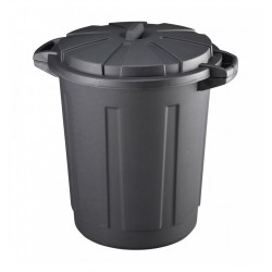 Cubo de basura con tapa negro 80L