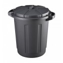 Cubo de basura con tapa negro 80L