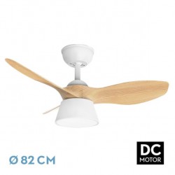 Ventilador de techo DC blanco/haya con luz led Ø82cm Cubico