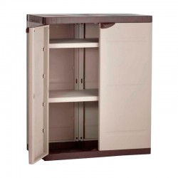 Armario bajo de PVC beige/chocolate Titanium