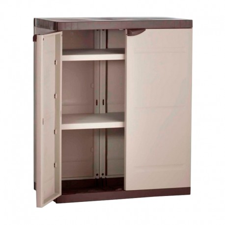 Armario bajo de PVC beige/chocolate Titanium
