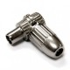 Conector macho acodado de metal con rosca blindado para antena TV