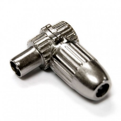 Conector macho acodado de metal con rosca blindado para antena TV