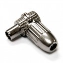 Conector macho acodado de metal con rosca blindado para antena TV