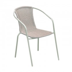 Silla de acero y ratán sintético taupe Algarve