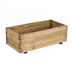 Jardinera rectangular de madera de pino