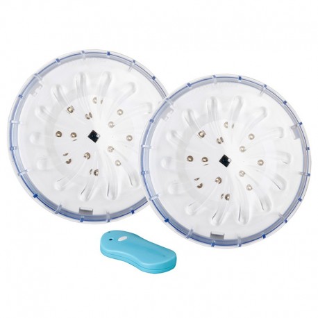 Set 2 focos LED blanco con mando piscina