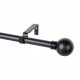 Kit barra de cortina extensible esfera negra 160-300cm