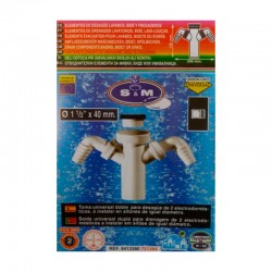Toma universal doble para desagüe de 2 electrodomésticos 1 1/2"x40mm
