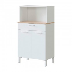 Mueble para microondas con 2 puertas y 1 cajón blanco/roble