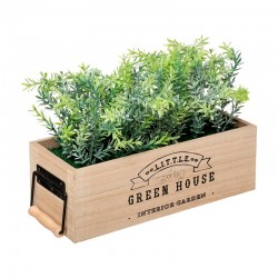 Jardinera de madera con planta artificial 35cm