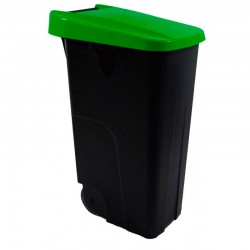Contenedor de basura 110L eco negro tapa verde