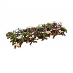 Centro de mesa navideño con 4 portavelas 40cm