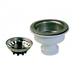 Válvula de polipropileno con cestilla de acero inoxidable 113mm para fregadero