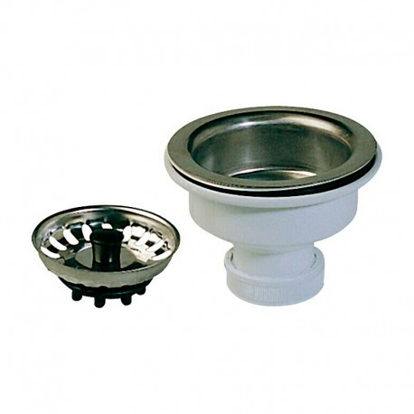 Válvula de polipropileno con cestilla de acero inoxidable 113mm para fregadero