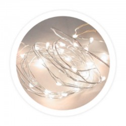Guirnalda alambre luces LED 2xAA/LR6 IP20 luz fría 6000K 200cm