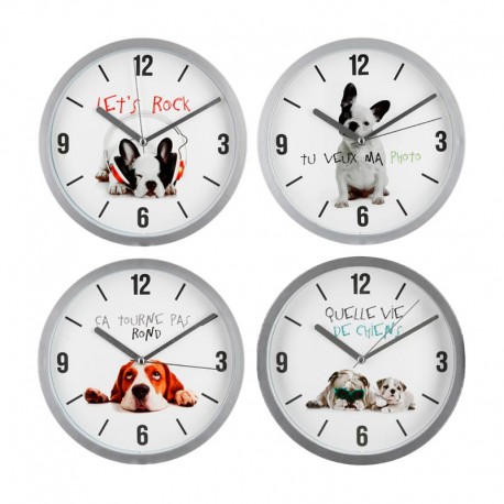 Reloj de pared con diseño perritos