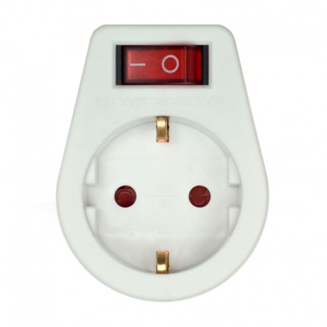 Adaptador Schuko 2P 16A c/interruptor