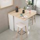 Mesa auxiliar con alas abatibles blanco/roble Fly