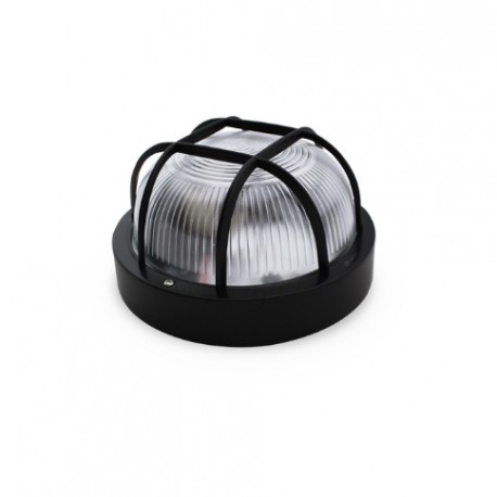 Aplique estanco redondo negro IP44 E27