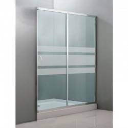 Mampara frontal de ducha cromo serifrafiada Jackie 120x195cm
