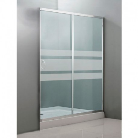 Mampara frontal de ducha cromo serifrafiada Jackie 120x195cm