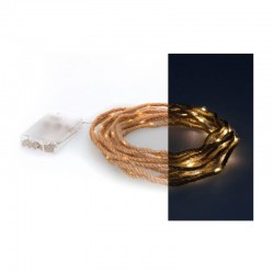 Guirnalda alambre de yute luces LED 3xAA/LR6 IP20 luz cálida 500cm