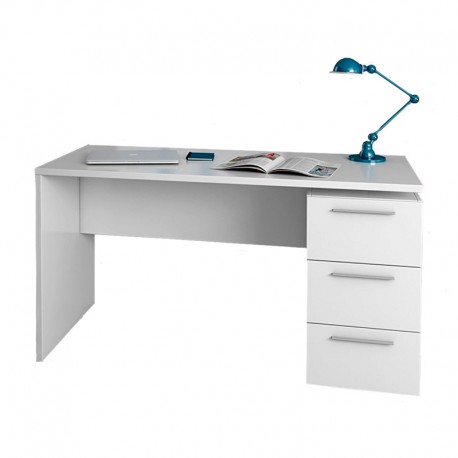 Mesa de despacho blanca 3 cajones Theon