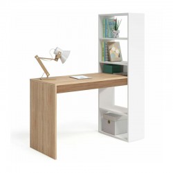 Mesa de escritorio con estantería blanca/roble Duplo