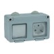 Base Schuko estanco doble c/interr IP55