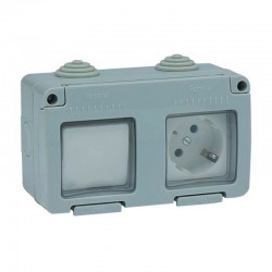 Base Schuko estanco doble c/interr IP55