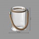 Portavelas tarro cristal y cuerda 12,5x12,5x17cm