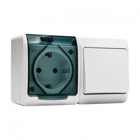 Base Schuko estanca doble c/interr. IP54