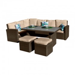 Set de sofás/mesa/puffs de ratán Ronda