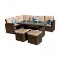 Set de sofás/mesa/puffs de ratán Ronda