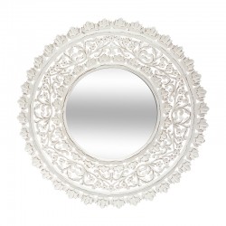 Espejo de pared de madera blanco Calado
