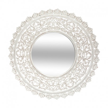 Espejo de pared de madera blanco Calado