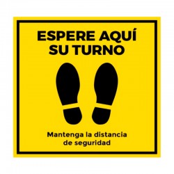 Cartel vinilo de Espere Aquí su Turno 20x20cm