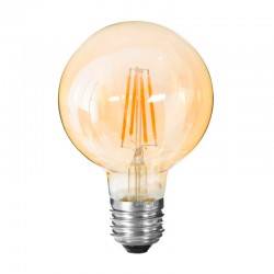 Bombilla globo LED G95 E27 2W 175lm filamento recto ámbar 10,5x13cm