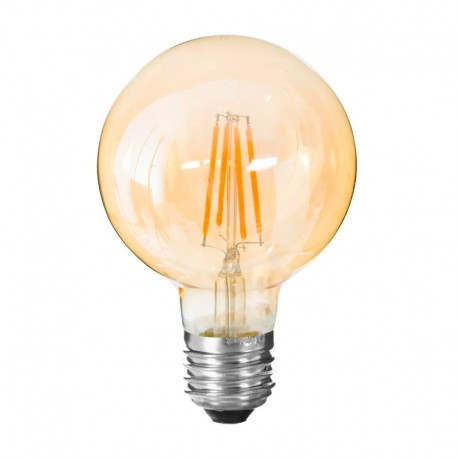 Bombilla globo LED G95 E27 2W 175lm filamento recto ámbar 10,5x13cm